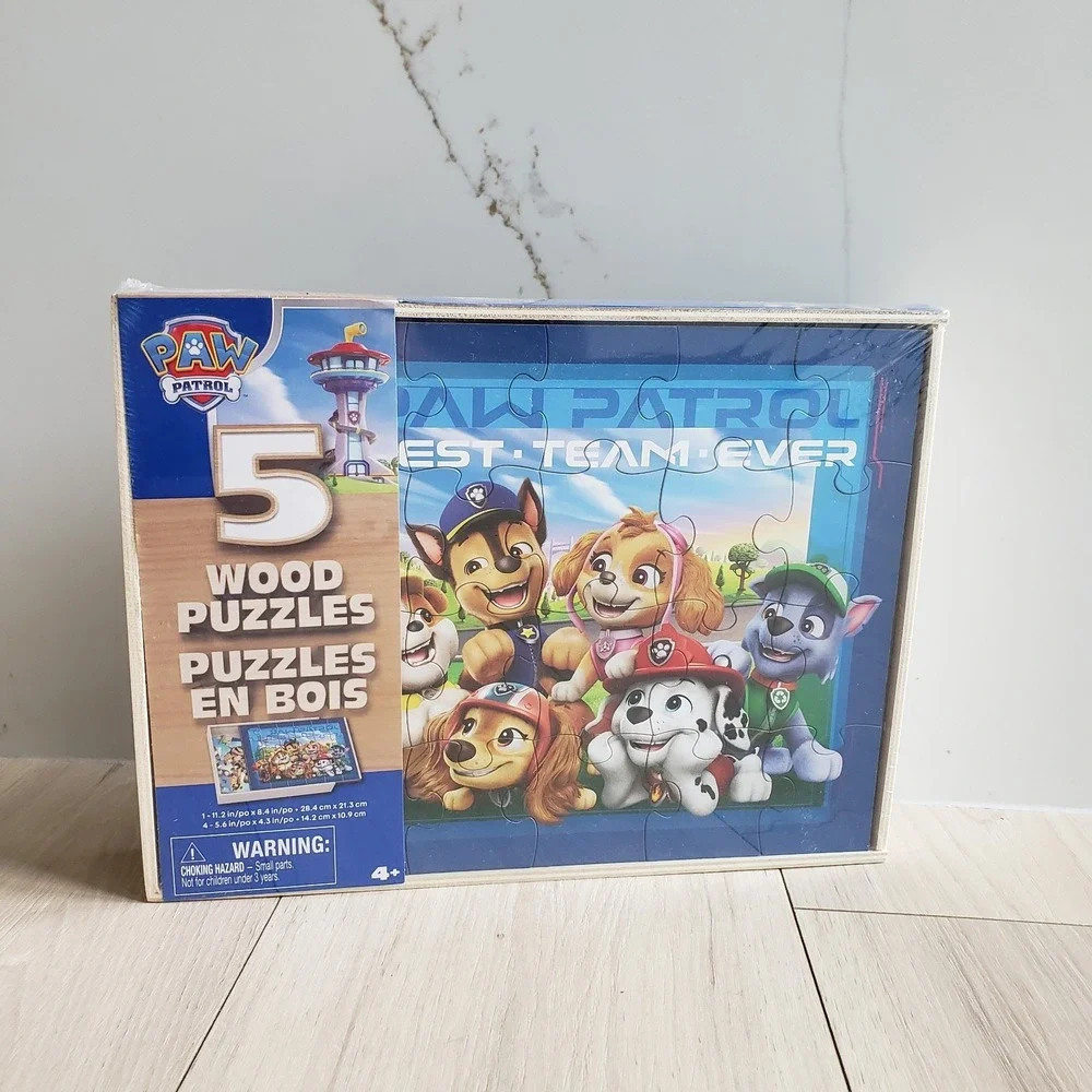 Paw Patrol Wood Puzzle 5-piece Jigsaw Chase Marshall‎ Skye Set Storage Tray Gift